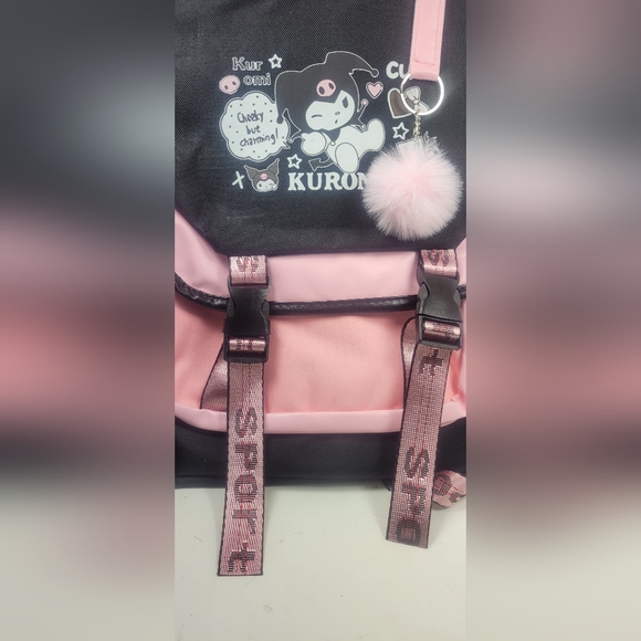 Kumori Cute Black and Pink Backpack with Keychain and charger main image 5